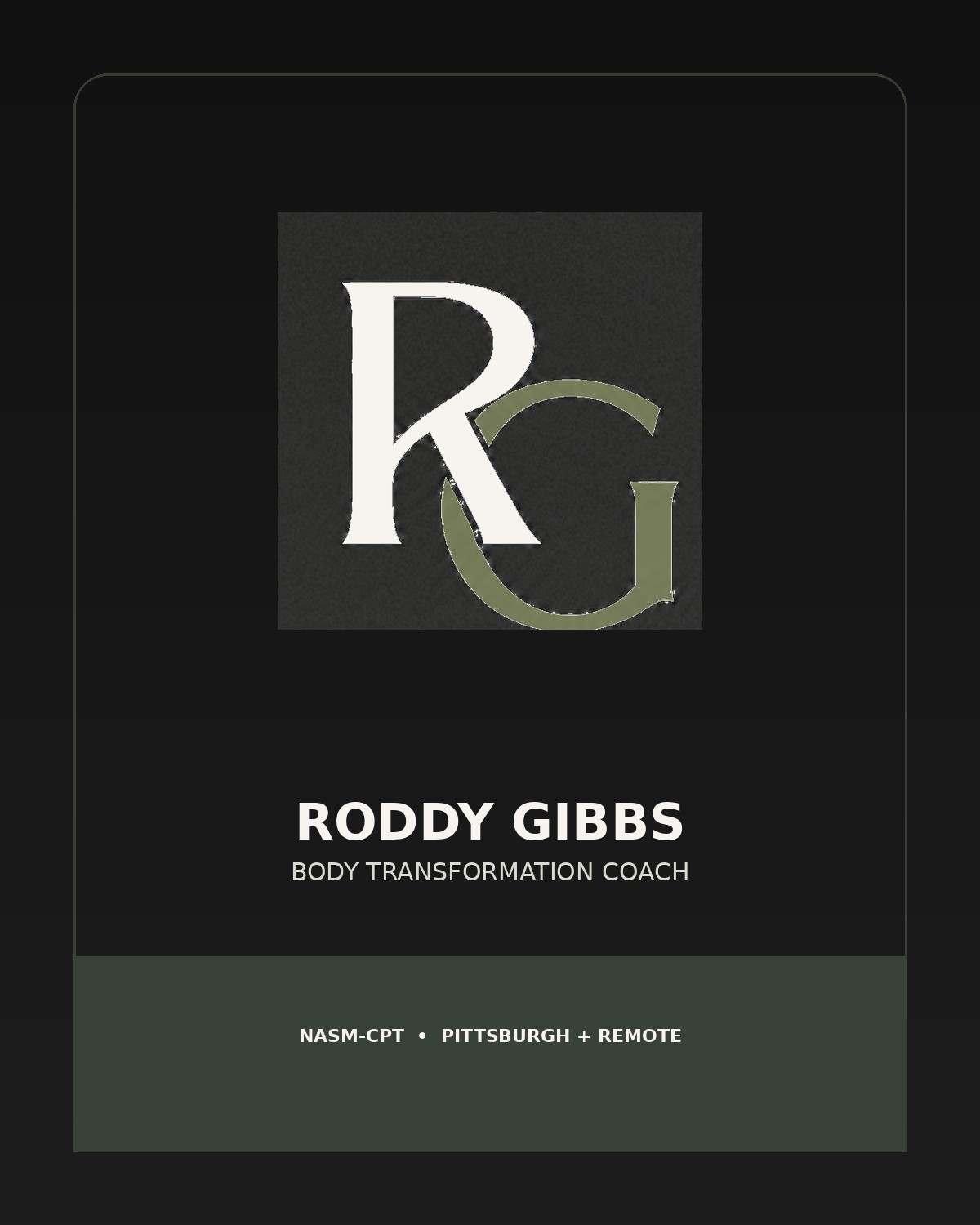 Roddy Gibbs Body Transformation Coaching branding